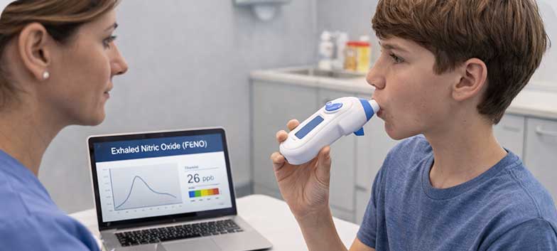 Teste de determinação do óxido nítrico exalado na respiração